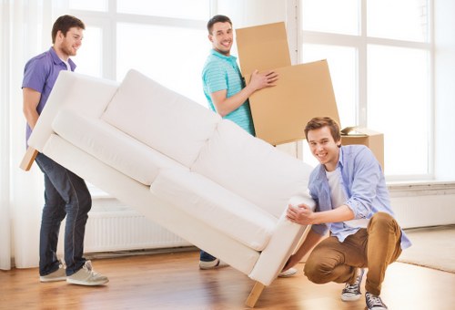 Packed boxes and furniture ready for a London house move